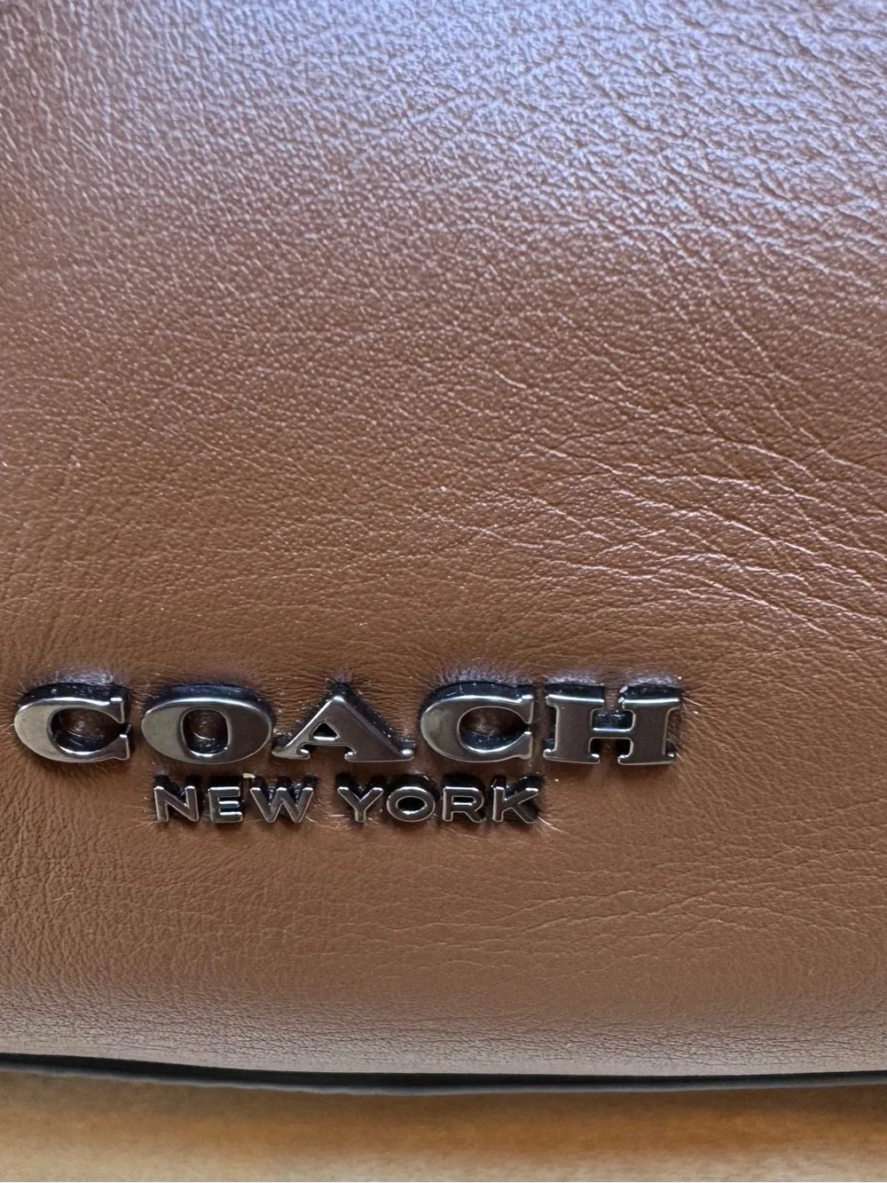 Coach Graham Brown Leather Laptop Messenger Bag Tote with Black Handles Strap.
